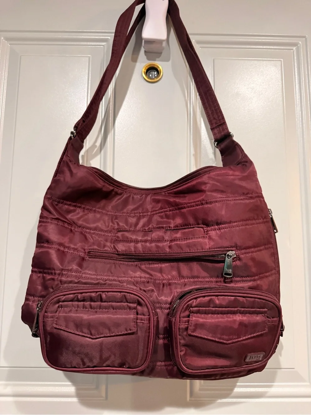 LUG Zip liner 2 convertible hobo Quilted Shoulder Bag in Deep Wine